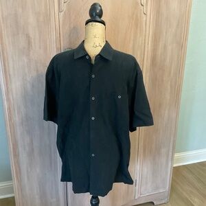 Tori Richard men’s black silk cotton textured button up short sleeve shirt Large